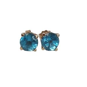 Blue Topaz Stud Earrings in 14k Gold
